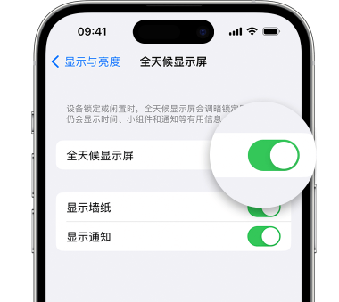 沽源苹果15预约维修分享iPhone15如何设置全天候显示屏幕可见 